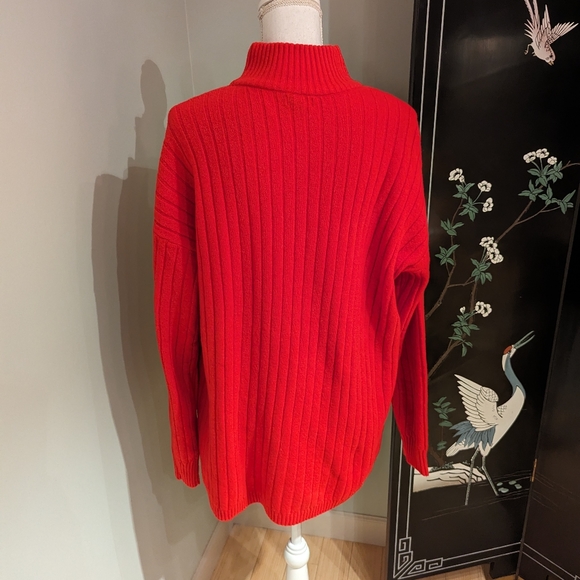 Eddie Bauer Women's Large Mock Neck Ribbed Knit Relaxed Fit Red Sweater 148 - Picture 5 of 10